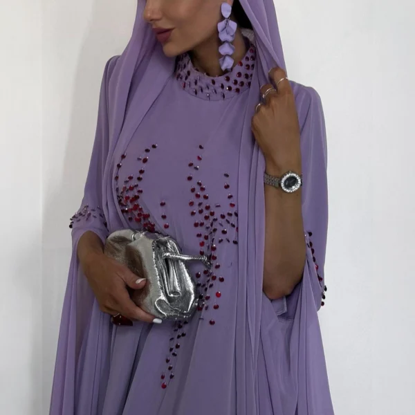 فستان ليلاك فخم مطرز للمناسبات والسهرة 2025