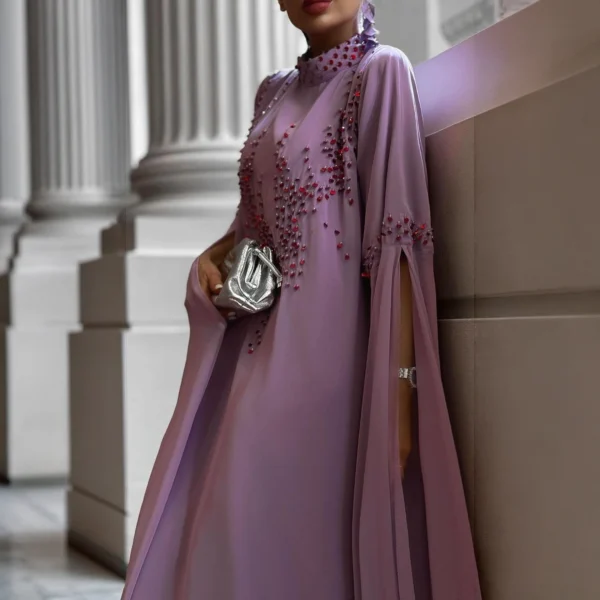 فستان ليلاك فخم مطرز للمناسبات والسهرة 2025